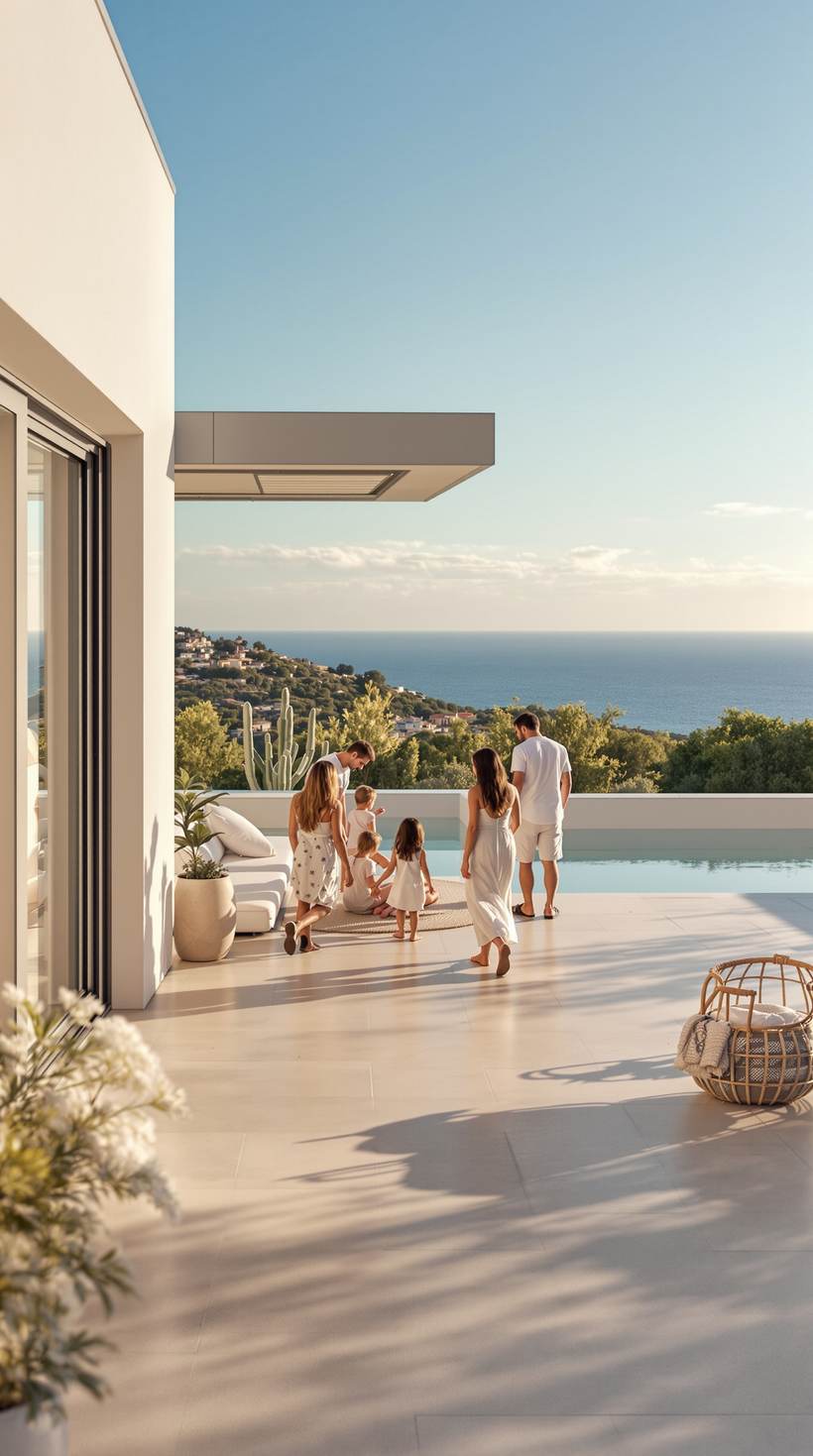 A family on a terrace