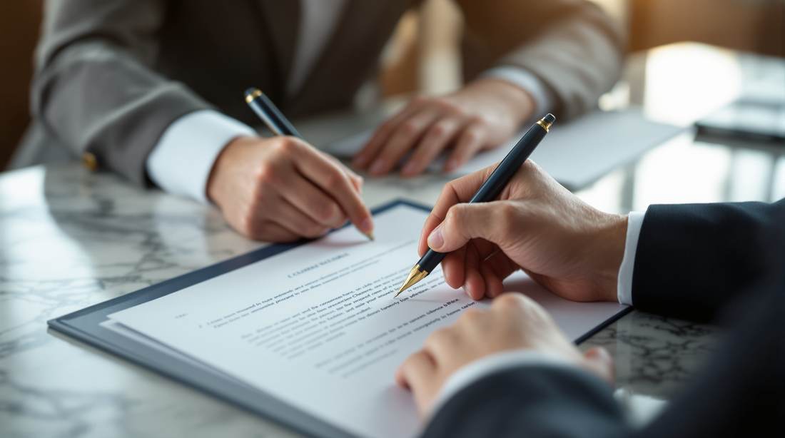 Signing the papers
